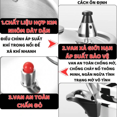 Nồi áp suất bếp từ Fujika hợp kim nhôm đa năng, dùng cho bếp từ, ga, hồng ngoại, giảm giá 410.000₫ 6