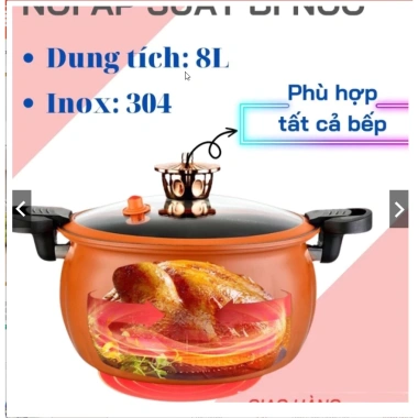 Nồi Áp Suất Bí Ngô 8L Chống Dính 4in1 - Hầm Gà, Cháo, Chiên, Xào - 165.000 VND 2