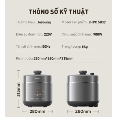 Nồi áp suất đa năng Joyoung JHPC-5.039 5L 900W - Giá chỉ 1.771.000đ - BH 24 tháng 3 Nồi áp suất đa năng Joyoung JHPC-5.039 5L 900W - Giá chỉ 1.771.000đ - BH 24 tháng 3
