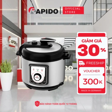 Nồi áp suất đa năng Rapido 5L - An toàn, tự động xả áp, giảm giá 1,3tr