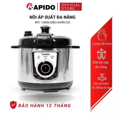 Nồi áp suất đa năng Rapido 5L - An toàn, tự động xả áp, giảm giá 1,3tr