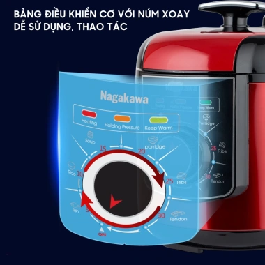 Nồi áp suất điện 6L Nagakawa NAG205 1.000W chống dính Teflon giá 1.424.000 VND