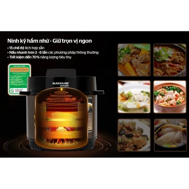 Nồi Áp Suất Điện 6L Sunhouse SHD1.657 1.000W - Xả Áp Nút Ấn Chống Bỏng, Giá Ưu Đãi 1.269.000 VND 4