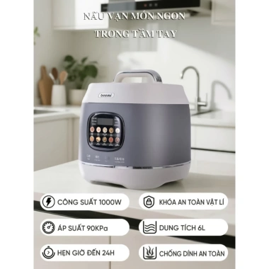 Nồi áp suất điện Beemi 6L đa năng bản mới nhất, bảo hành 12 tháng, giá 1,029,000₫
