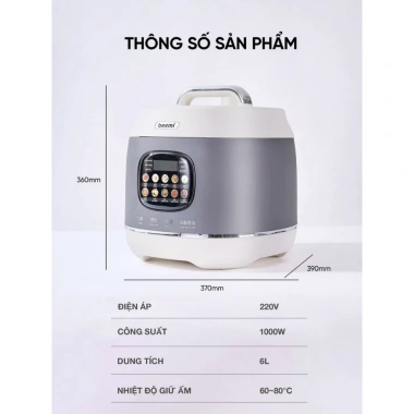 Nồi áp suất điện Beemi 6L đa năng bản mới nhất, bảo hành 12 tháng, giá 1,029,000₫