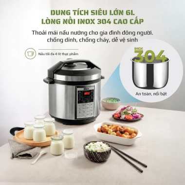 Nồi Áp Suất Điện Đa Năng OLIVO PC60 6L - 16 Chế Độ Hầm, Kho Thịt, Chiên Rán, Nấu Lẩu - Giá 2,99 Triệu 3 Nồi Áp Suất Điện Đa Năng OLIVO PC60 6L - 16 Chế Độ Hầm, Kho Thịt, Chiên Rán, Nấu Lẩu - Giá 2,99 Triệu 3