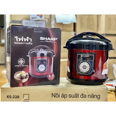 Nồi áp suất điện đa năng SHARP KS-216 6L – Inox 304, 12 tháng BH, giá chỉ 899.000₫