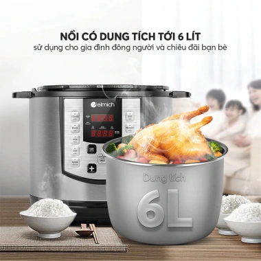 Nồi áp suất điện Elmich 6L đa năng PCE 1.809OL - Nấu nhanh, tiết kiệm, giá chỉ 1.59 triệu
