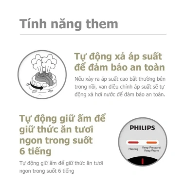 Nồi Áp Suất Điện Philips HD2.103 5L 900W - Tự Động Xả Áp, Bảo Hành Chính Hãng, Giá 1.499.000 3
