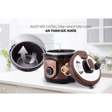 Nồi Áp Suất Điện SUNHOUSE SH1.550 5L 900W Whitford Không Dính, Dễ Vệ Sinh, 1.05 Triệu