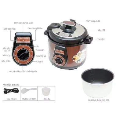 Nồi Áp Suất Điện SUNHOUSE SH1.550 5L 900W Whitford Không Dính, Dễ Vệ Sinh, 1.05 Triệu