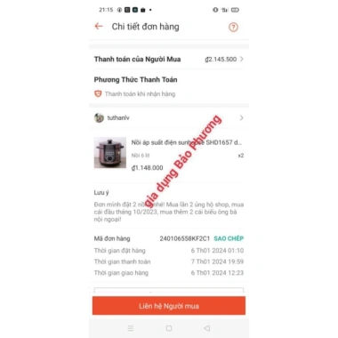 Nồi áp suất điện Sunhouse SHD1.657 6 lít chính hãng giảm giá bảo hành đổi lỗi