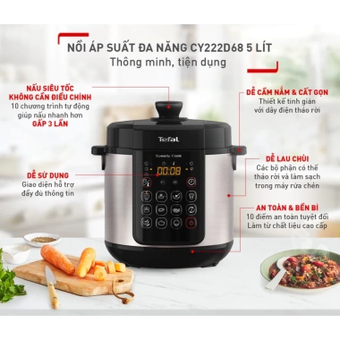 Nồi áp suất điện Tefal Speedy Cook 5L CY222D68 đa năng, chính hãng, BH 2 năm, giá 1.699.000₫ 3