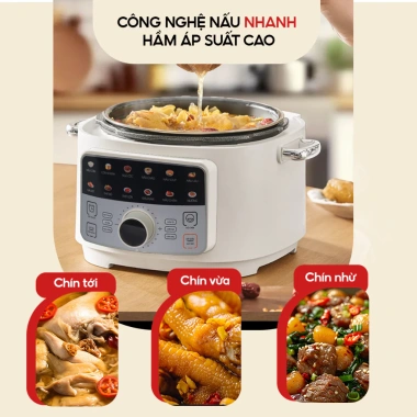 Nồi áp suất điện tử 4L Venko inox 12 chức năng nấu cơm, cháo, lẩu, hầm gà cả con, BH 12 tháng