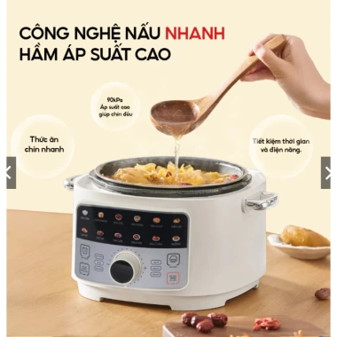 Nồi áp suất điện tử 4L Venko inox 12 chức năng nấu cơm, cháo, lẩu, hầm gà cả con, BH 12 tháng