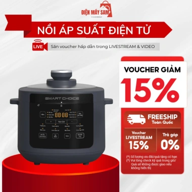 Nồi áp suất điện tử SmartChoice APS004 5L 900W 10 chế độ nấu đa năng - Chỉ 1.39 triệu