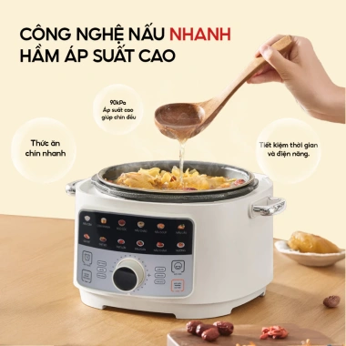 Nồi Áp Suất Điện VENKO 4L 1.300W Chính Hãng Đa Năng Nấu Cơm, Hầm Xương, Cháo