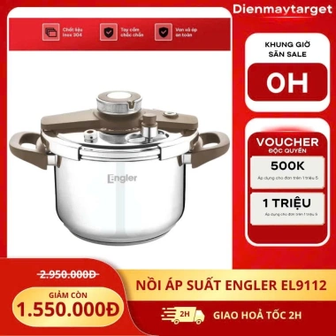 Nồi Áp Suất Engler EL9.112 6L Đa Chức Năng Nấu Hầm, Cháo, Thịt - Nhanh Chín, An Toàn, Dễ Dùng, Giá Ưu Đãi 1.399.000 VND