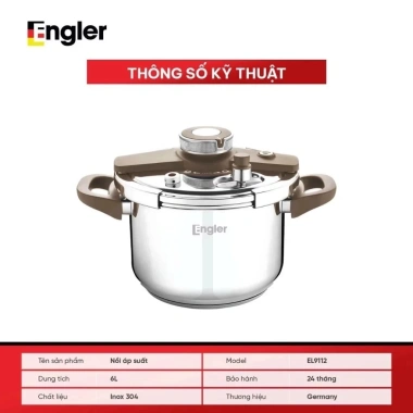 Nồi áp suất Engler EL9.112 6L inox 304 - An toàn tuyệt đối, dùng mọi bếp, giảm 1.55tr 4 Nồi áp suất Engler EL9.112 6L inox 304 - An toàn tuyệt đối, dùng mọi bếp, giảm 1.55tr 4