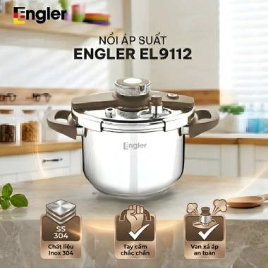 Nồi áp suất Engler EL9.112 6L inox 304, đáy khối, tay cầm chịu nhiệt - 1.55 triệu