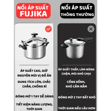 Nồi áp suất Fujika 4-5-7L hợp kim nhôm, dùng mọi bếp, BH 12 tháng, giá chỉ 469.000₫