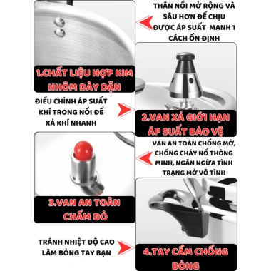 Nồi áp suất Fujika 4-5-7L hợp kim nhôm, dùng mọi bếp, BH 12 tháng, giá chỉ 469.000₫