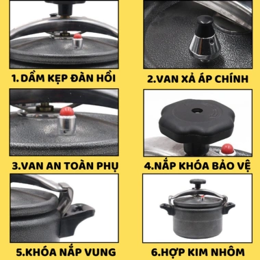 Nồi áp suất Fujika đáy từ đa năng 4-7L, dùng được mọi bếp, bảo hành 12 tháng - Giá chỉ 489.000₫