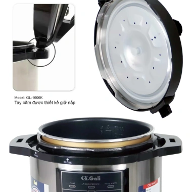 Nồi Áp Suất Gali GL-1.606K 6L - Hầm nhừ nhanh, tiết kiệm điện, BH 24 tháng 8