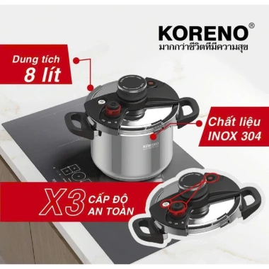 Nồi áp suất inox 304 an toàn 5L-6L-8L, phù hợp bếp từ và bếp ga, chính hãng, giảm 18%