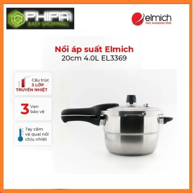 Nồi Áp Suất Inox 304 Elmich 20cm 4L & 22cm 5.5L - Giá giảm 22% chỉ 1.224.020₫