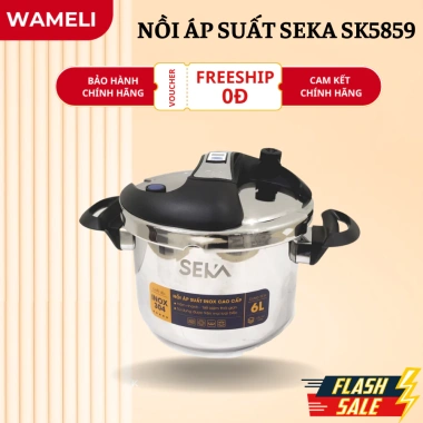 Nồi áp suất inox đa năng Seka SK5.859 4L 6L, dung tích lớn, tặng vung kính cường lực, giá ưu đãi 1,29 triệu 2