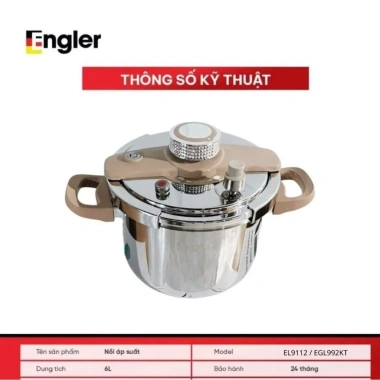 Nồi áp suất inox Engler EL9.112 6L inox 304 an toàn, đa năng dùng mọi bếp - Giá ưu đãi 1,550,000₫ 3