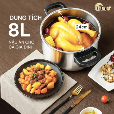 Nồi Áp Suất Inox Hare HR-PA2.106 6L Đáy 5 Lớp Van An Toàn 3 Cấp Nấu Nhanh Giá 1,2 Triệu