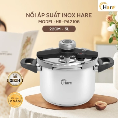 Nồi Áp Suất Inox Hare HR-PA2.106 6L Đáy 5 Lớp Van An Toàn 3 Cấp Nấu Nhanh Giá 1,2 Triệu