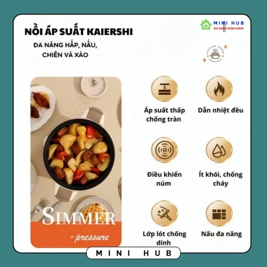Nồi Áp Suất KAIERSHI 4L Đa Năng - Hầm Lẩu Xào, Hẹn Giờ Tiện Lợi, Giá 309.909₫ 5