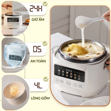 Nồi Áp Suất Lòng Gốm VKP4L10 - 10 Chức Năng, Điều Khiển Điện Tử, Giá 1,270,000₫