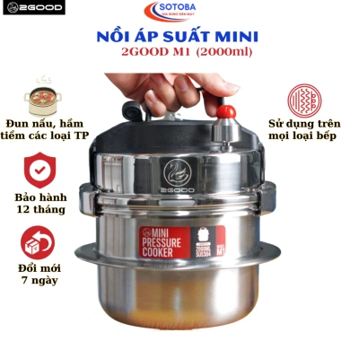 Nồi áp suất mini 2good M1 2L inox 304 Nấu siêu nhanh tiện lợi bảo hành 12 tháng
