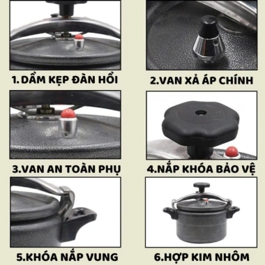 Nồi áp suất nhôm nguyên chất phủ sơn đá, dùng mọi bếp, cả bếp từ, dung tích 4-10L, giảm giá 430.000 VND 3