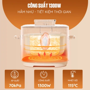 Nồi áp suất Venko VKP4L10 4L 10 chế độ thông minh 1.300W hẹn giờ 24h 3 chế độ chín - Giá chỉ 1,28 triệu 4