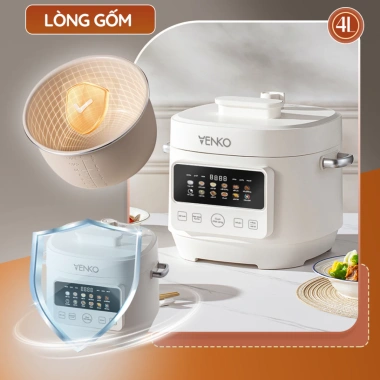 Nồi áp suất Venko VKP4L10 4L 10 chế độ thông minh 1.300W hẹn giờ 24h 3 chế độ chín - Giá chỉ 1,28 triệu 6