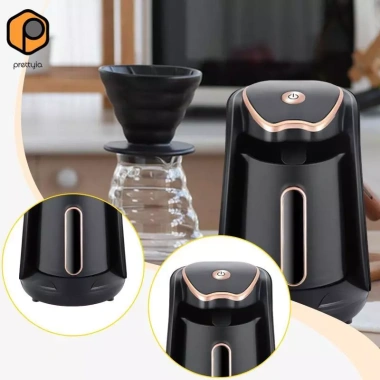 Nồi Cà Phê Điện Thổ Nhĩ Kỳ EU 220V Cắm Nhỏ Gọn Đen Chống Tràn 600W 300ml Giặt Nồi 4