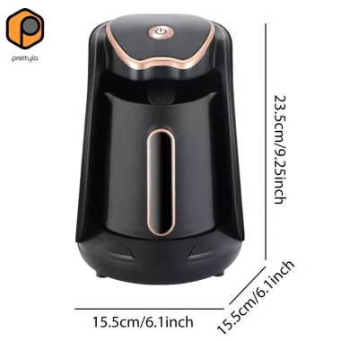 Nồi Cà Phê Điện Thổ Nhĩ Kỳ EU 220V Cắm Nhỏ Gọn Đen Chống Tràn 600W 300ml Giặt Nồi 6