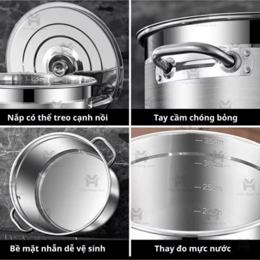 Nồi Cao Inox Đáy Dày 20-100L Cho Bếp Tứ - Luộc Ga, Hầm Xương, Nấu Bánh Chưng 550k