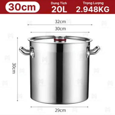 Nồi Cao Inox Đáy Dày 20-100L Cho Bếp Tứ - Luộc Ga, Hầm Xương, Nấu Bánh Chưng 550k 10 Nồi Cao Inox Đáy Dày 20-100L Cho Bếp Tứ - Luộc Ga, Hầm Xương, Nấu Bánh Chưng 550k 10