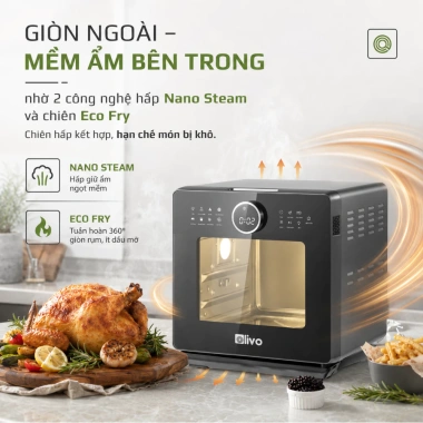 Nồi Chiên Hơi Nước OLIVO SF16 PRO 16L: 70 chức năng, phụ kiện inox 304, giá 5,560,000₫ 3