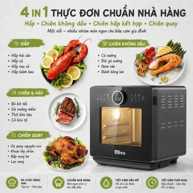 Nồi Chiên Hơi Nước OLIVO SF16 PRO 16L: 70 chức năng, phụ kiện inox 304, giá 5,560,000₫ 5