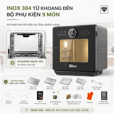 Nồi Chiên Hơi Nước OLIVO SF16 PRO 16L: 70 chức năng, phụ kiện inox 304, giá 5,560,000₫ 8