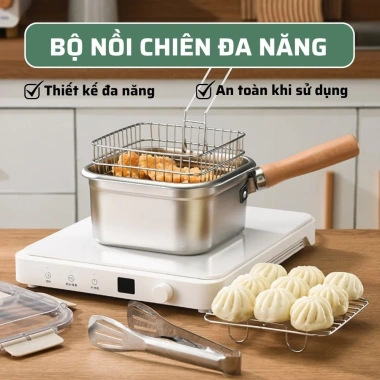 Nồi Chiên Inox 316 Handuhome Đa Năng Chiên Nướng Hấp Chống Dính - Giá 200.000đ