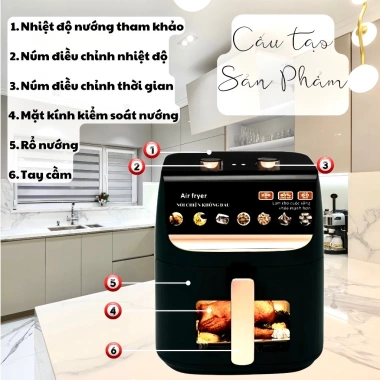 Nồi chiên không dầu 15L Nine Shield - Siêu bền, Siêu đẹp, Bảo hành 12 tháng, Giá chỉ 625k