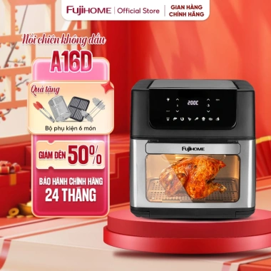 Nồi chiên không dầu 16L FUJIHOME 2.100W Lò nướng mini cảm ứng 3D 8 chế độ quay gà nguyên con giảm giá 25% chỉ 2.590.000₫